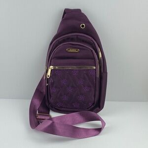 Purple Crossbody Sling Bag 5 Pockets by Jingpin Creations Cloth Purse